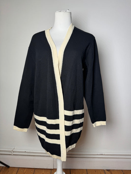 Vintage Courreges Paris Striped Cardigan Black White M