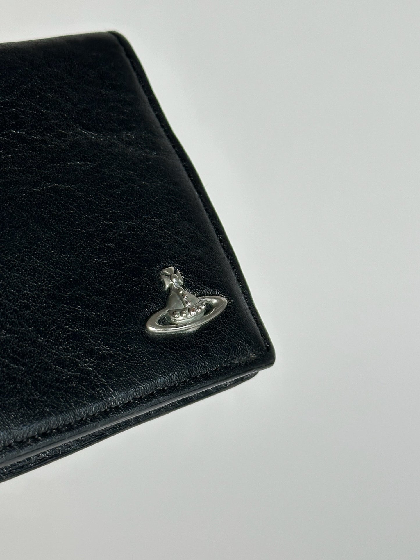 Porte-monnaie vintage en cuir noir Vivienne Westwood