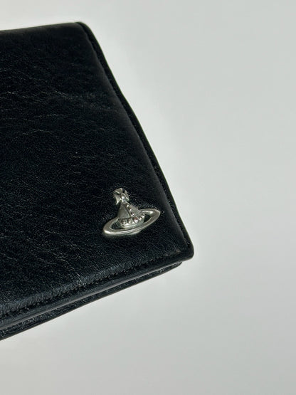 Porte-monnaie vintage en cuir noir Vivienne Westwood