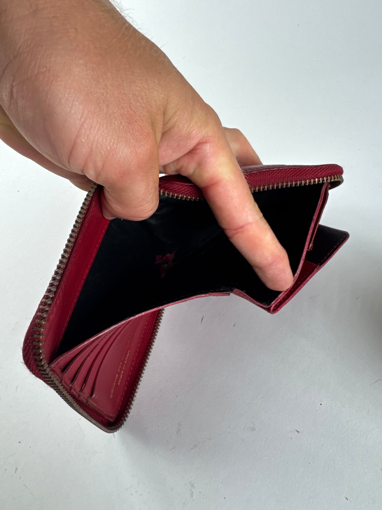 Portefeuille Vintage Comme Des Garçons Zippy Leather rouge