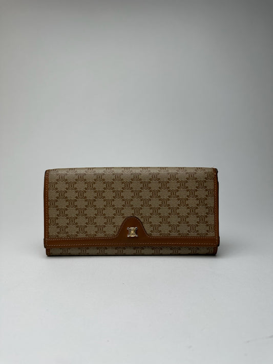 Vintage Celine Monogram Leather wallet beige