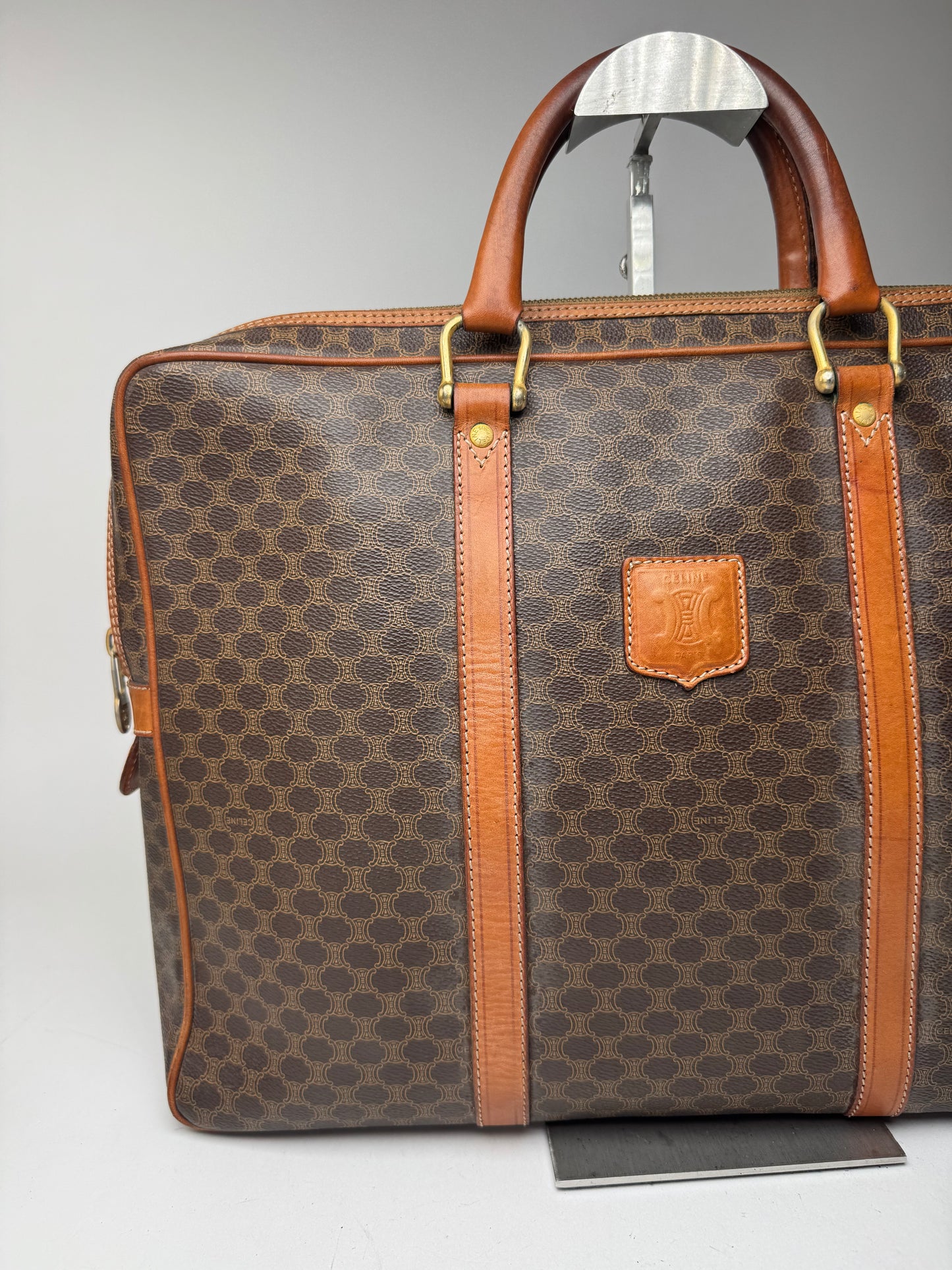 Sac vintage en cuir monogramme Triomphe de Céline Paris marron