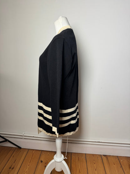 Vintage Courreges Paris Striped Cardigan Black White M