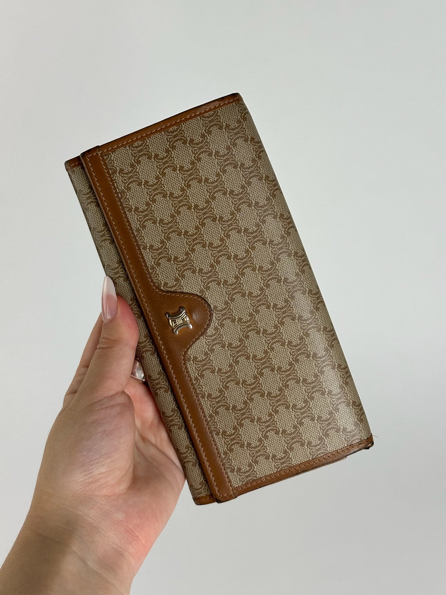 Vintage Celine Monogram Leather wallet beige