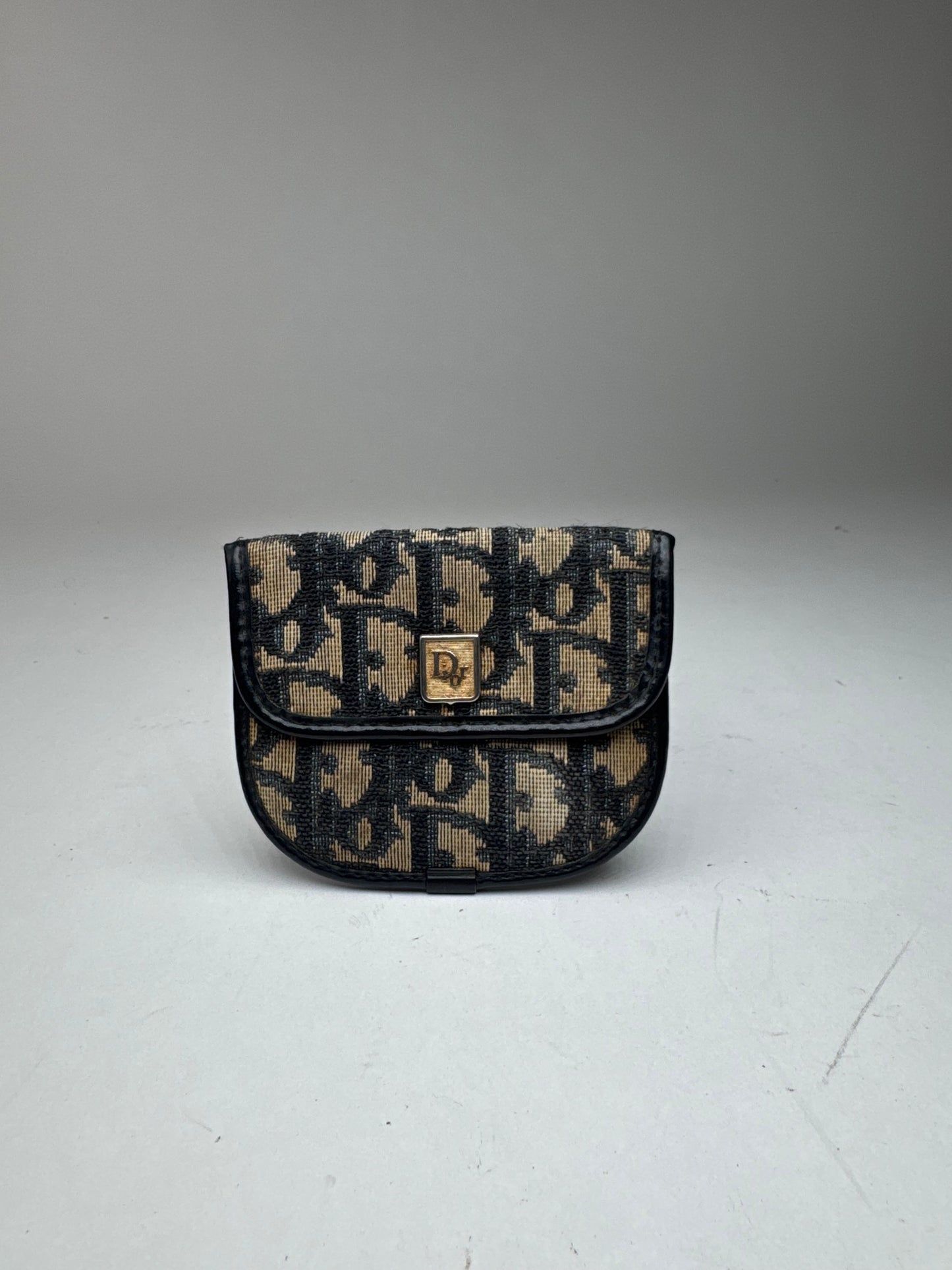 Porte-cartes oblique vintage Dior Monogram beige bleu