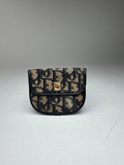 Porte-cartes oblique vintage Dior Monogram beige bleu