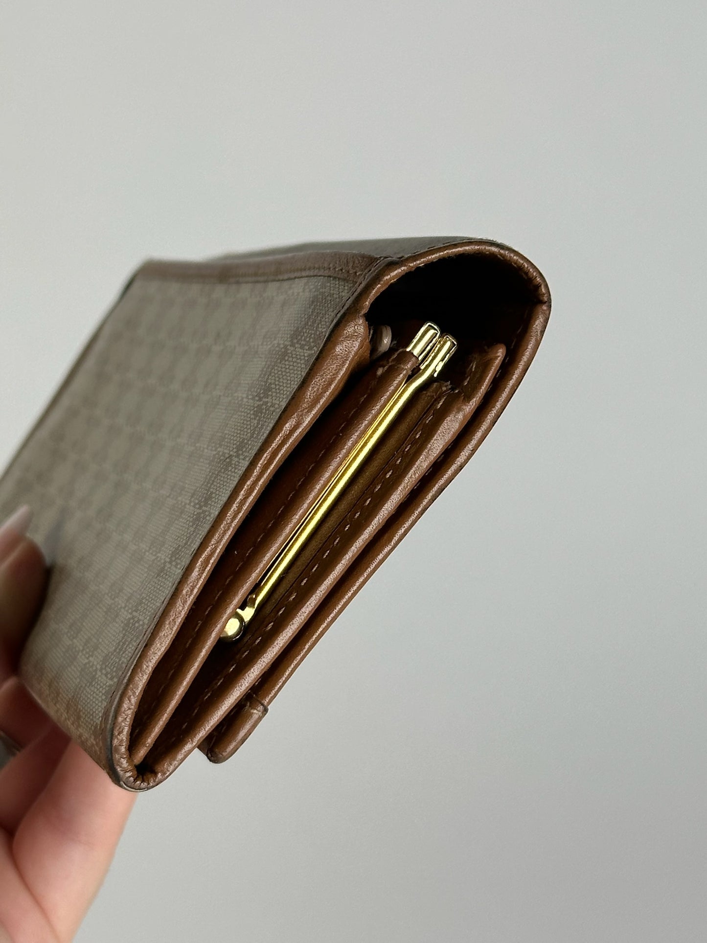 Vintage Celine Monogram Leather wallet beige