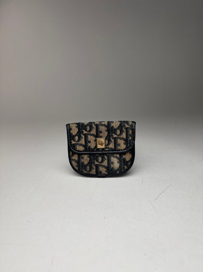 Porte-cartes oblique vintage Dior Monogram beige bleu