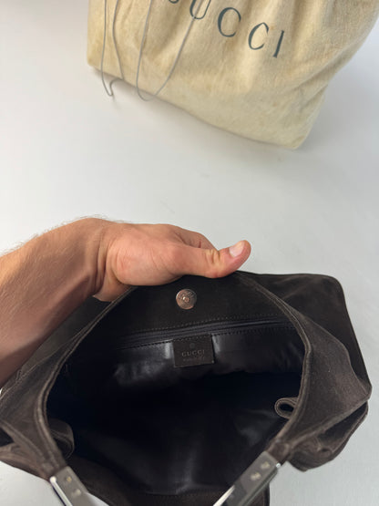 Vintage Gucci Suede Leather Handbag Brown