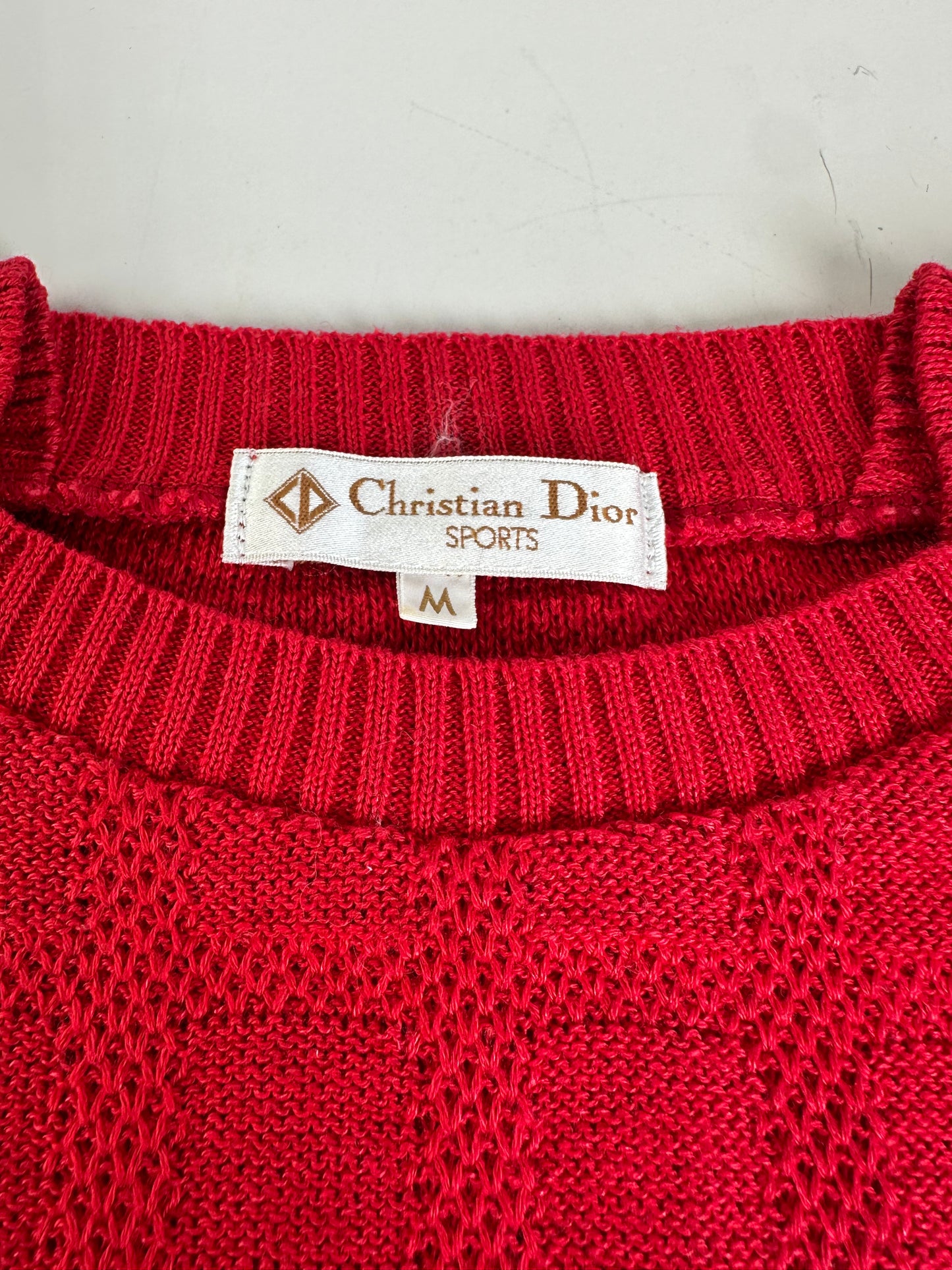 Vintage Dior Cotton Acrylic Sweater Red M