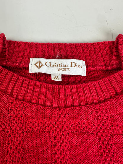 Vintage Dior Cotton Acrylic Sweater Red M