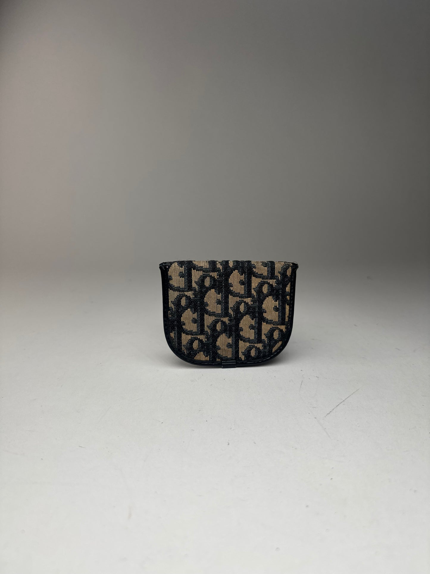 Porte-cartes oblique vintage Dior Monogram beige bleu