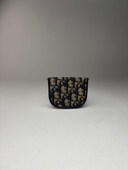 Porte-cartes oblique vintage Dior Monogram beige bleu