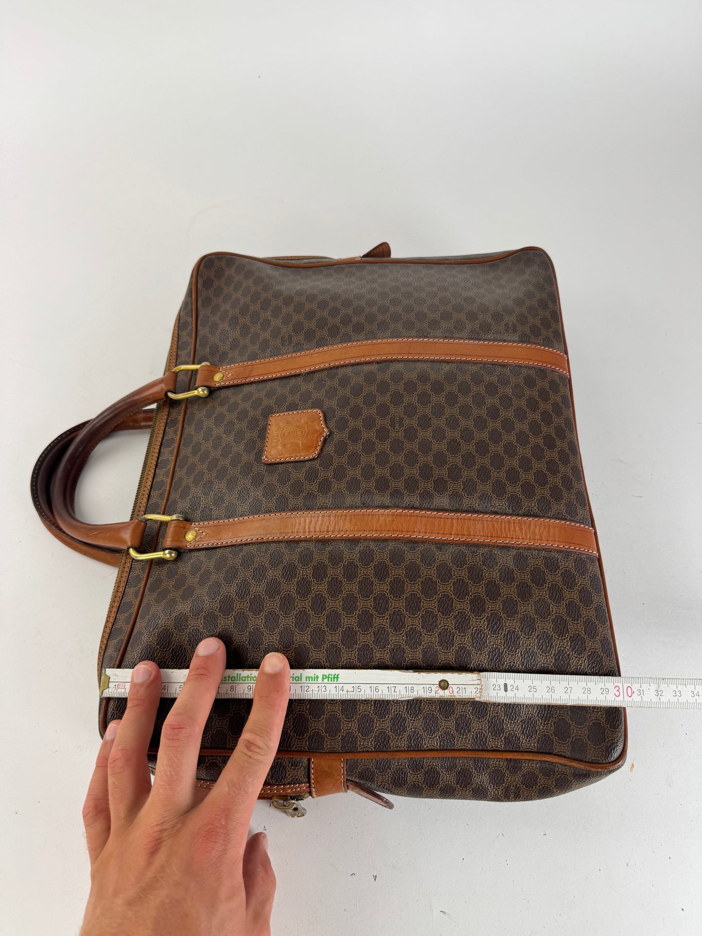 Sac vintage en cuir monogramme Triomphe de Céline Paris marron