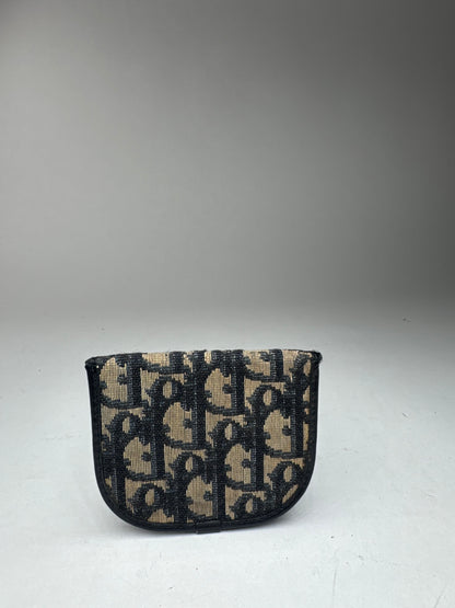 Porte-cartes oblique vintage Dior Monogram beige bleu