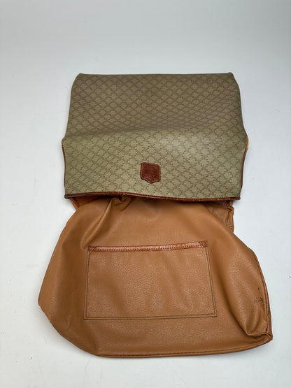 Vintage Celine Triomphe Monogram Leather Clutch Beige Brown