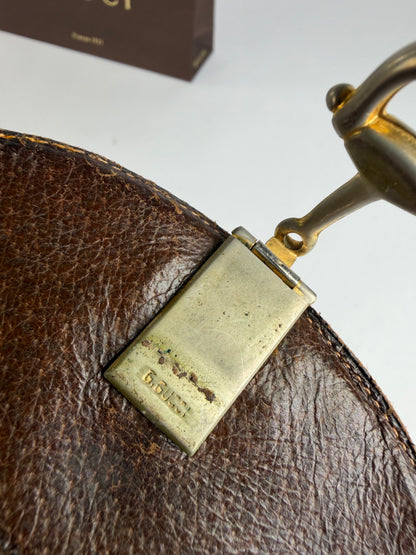 Vintage Gucci Web Stripe Leather Coin Purse Brown Gold