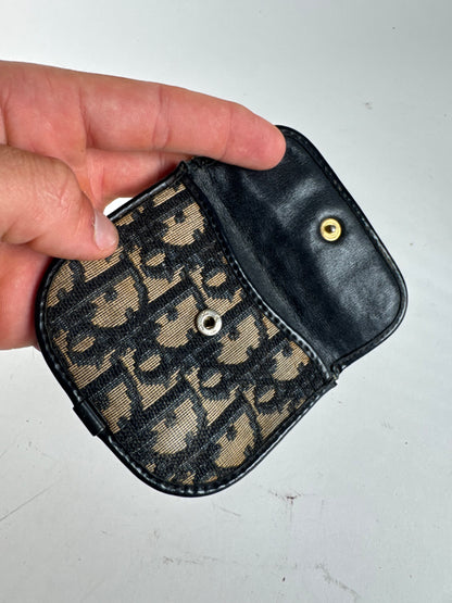 Porte-cartes oblique vintage Dior Monogram beige bleu