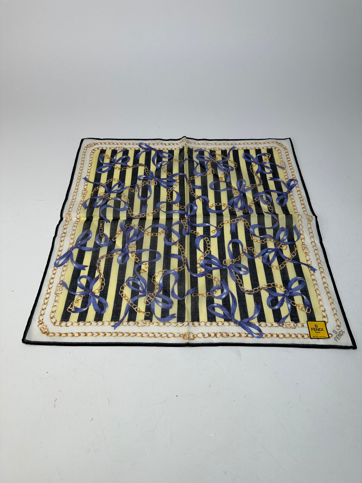 Vintage Fendi Scarf Striped Yellow Black