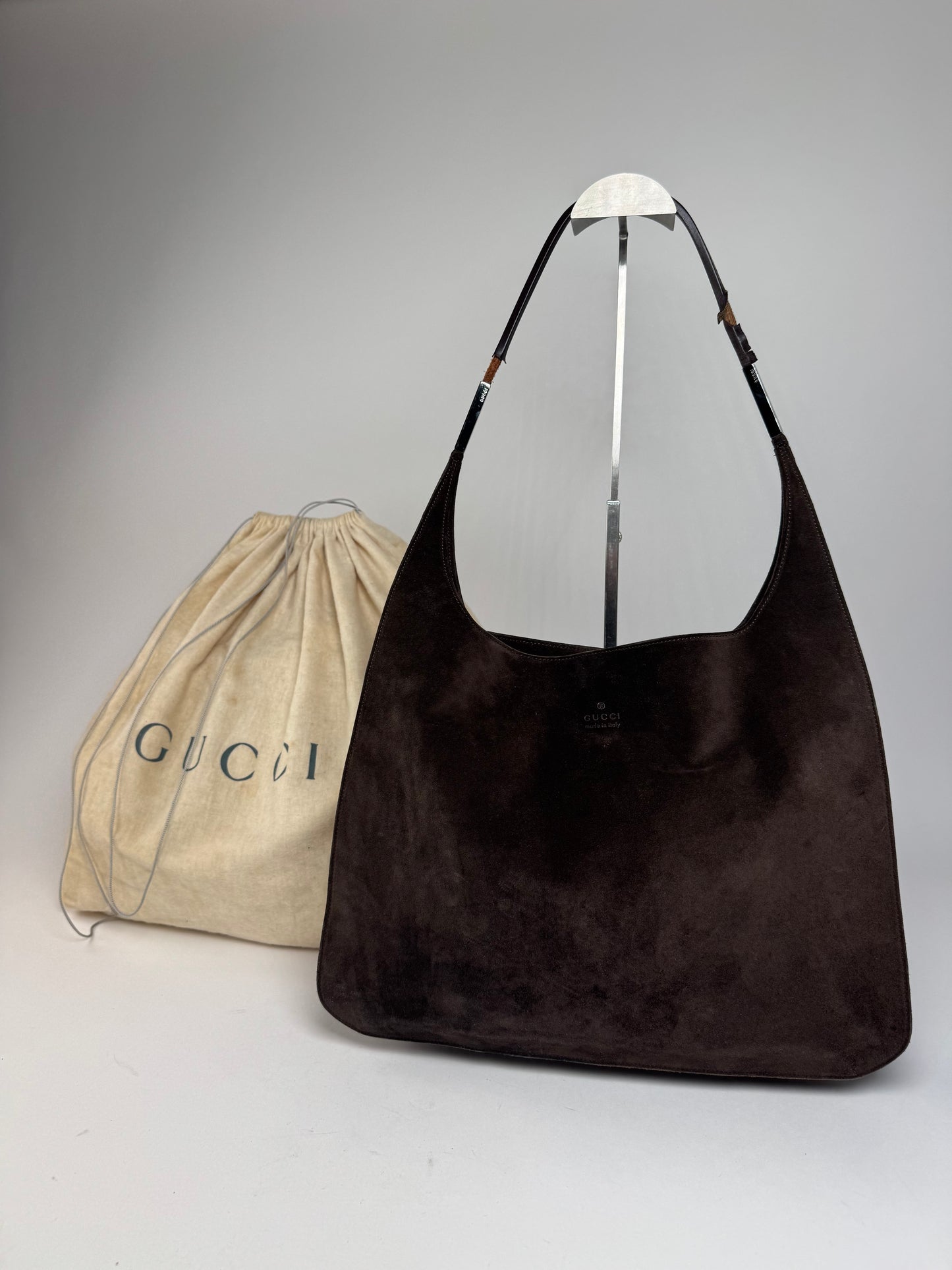 Vintage Gucci Suede Leather Handbag Brown