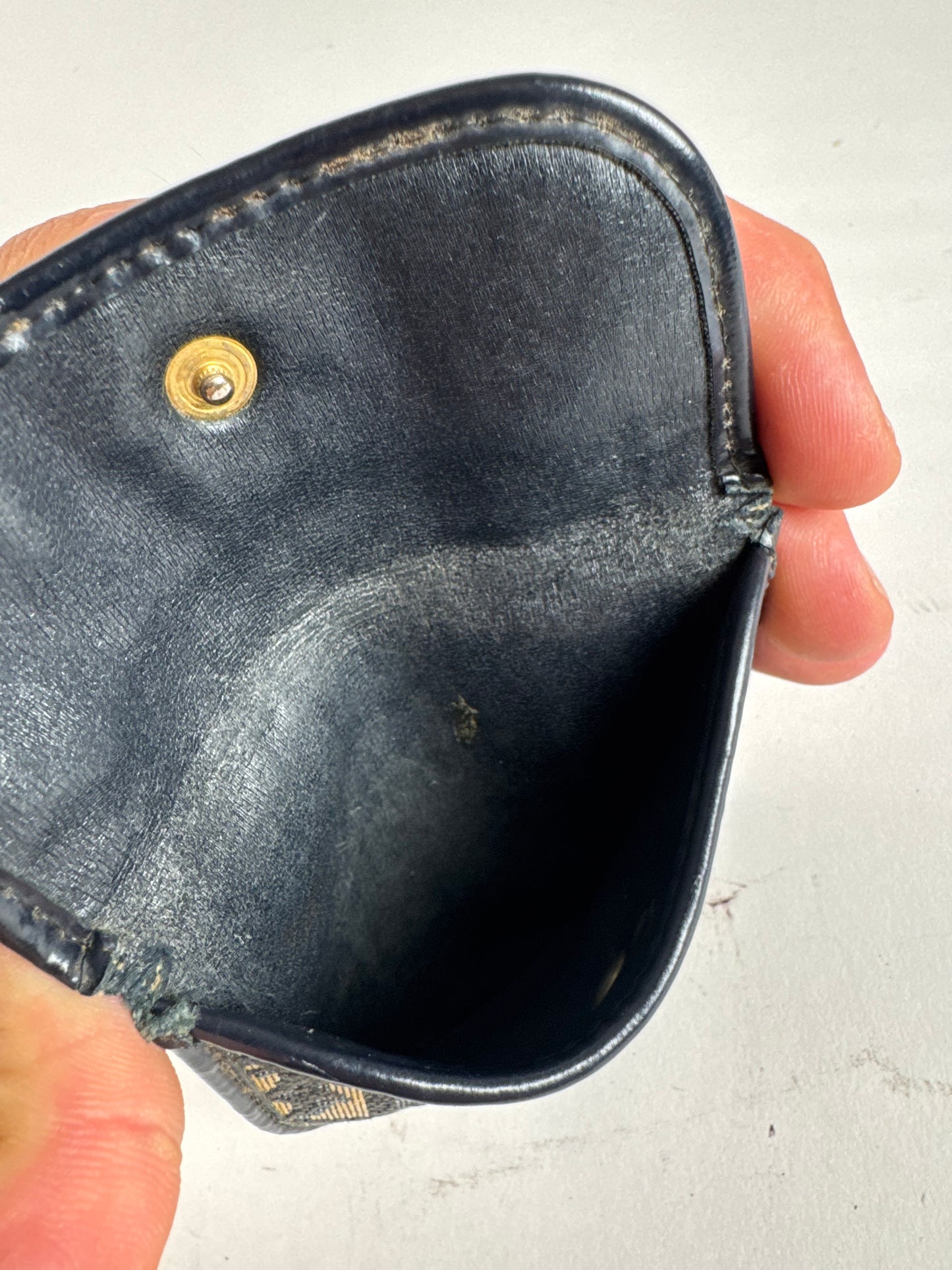 Porte-cartes oblique vintage Dior Monogram beige bleu