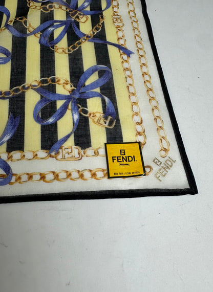 Vintage Fendi Scarf Striped Yellow Black