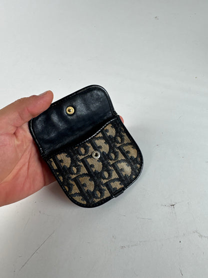 Porte-cartes oblique vintage Dior Monogram beige bleu