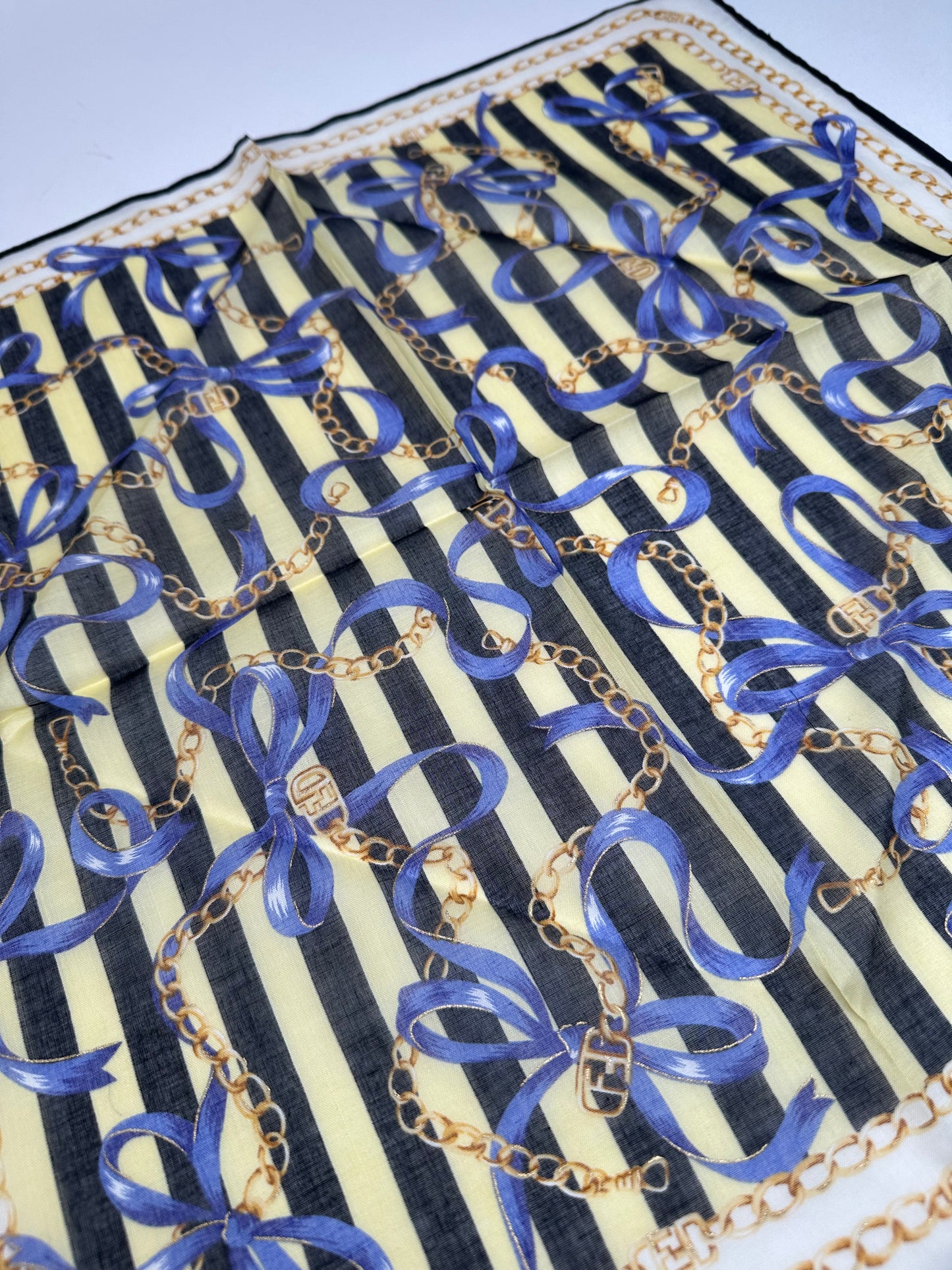 Vintage Fendi Scarf Striped Yellow Black