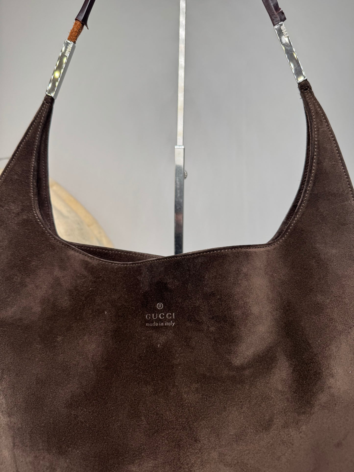 Vintage Gucci Suede Leather Handbag Brown
