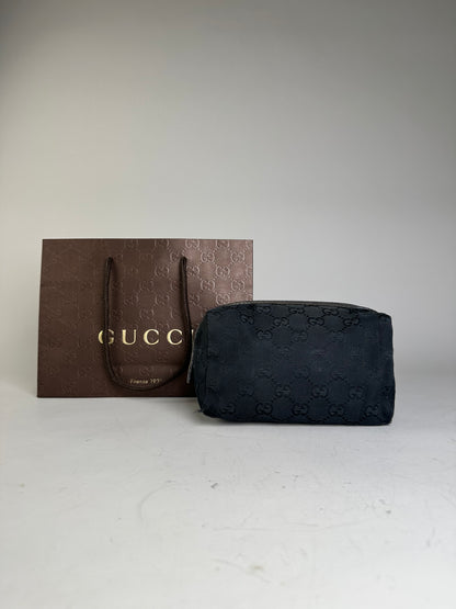 Vintage Gucci GG Supreme Cosmetic Case Black Silver