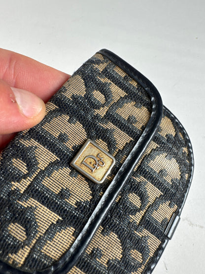 Porte-cartes oblique vintage Dior Monogram beige bleu