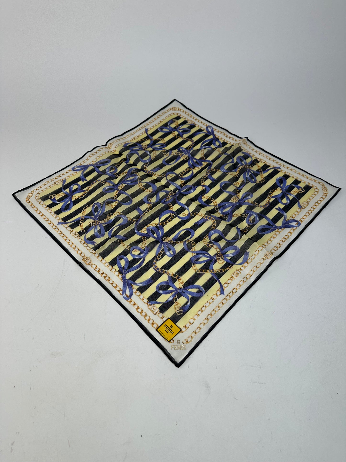 Vintage Fendi Scarf Striped Yellow Black