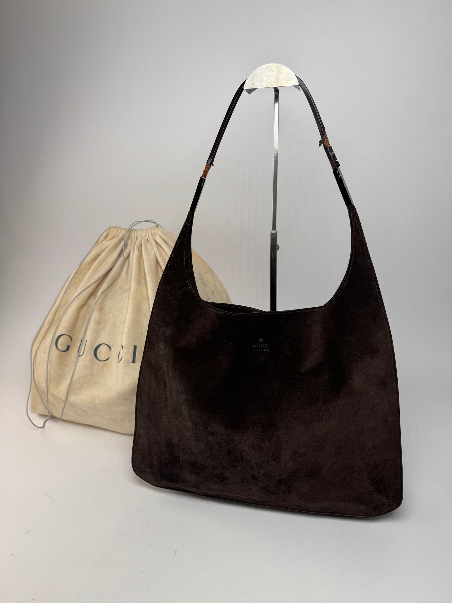 Vintage Gucci Suede Leather Handbag Brown