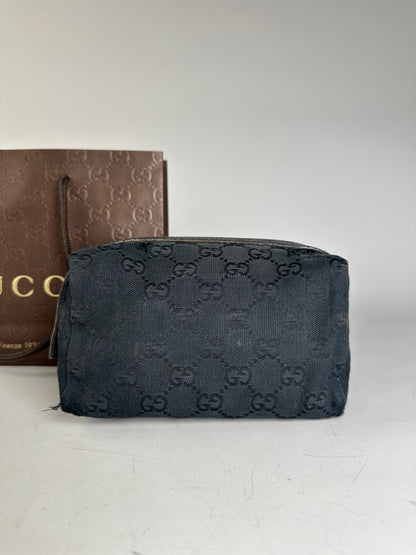 Vintage Gucci GG Supreme Cosmetic Case Black Silver