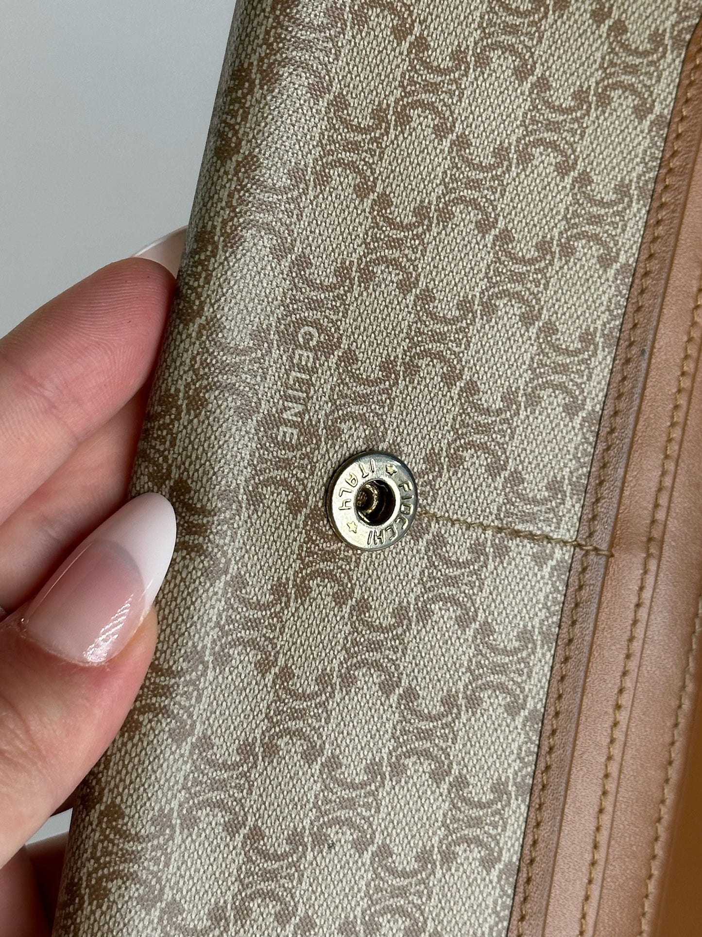 Vintage Celine Monogram Leather wallet beige