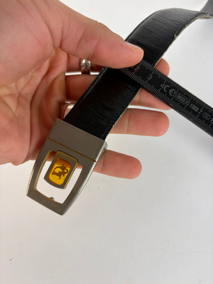 Vintage Dior Leather Belt c. Late 1970s Black Gold Silver