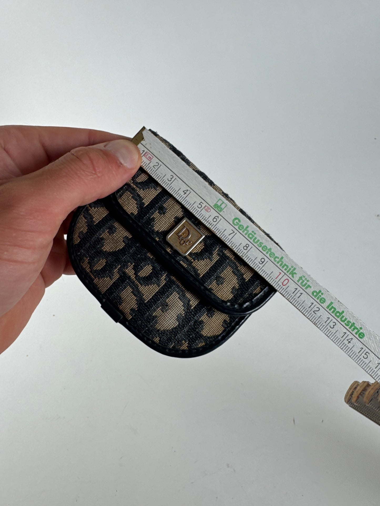 Porte-cartes oblique vintage Dior Monogram beige bleu