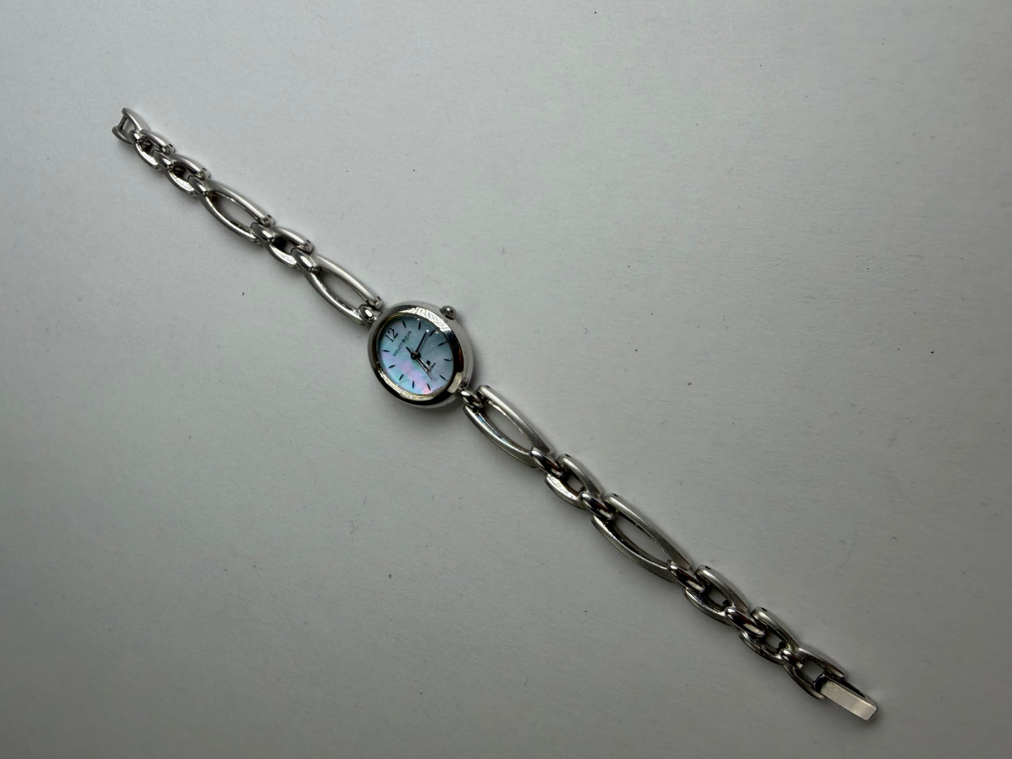 Vintage Courreges Stainless Steel Bracelet Watch Light Blue Silver