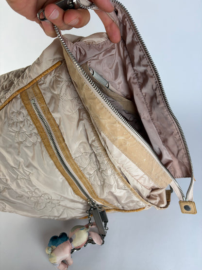 Vintage Stella McCartney Quilted Nylon Hobo Bag Light Beige