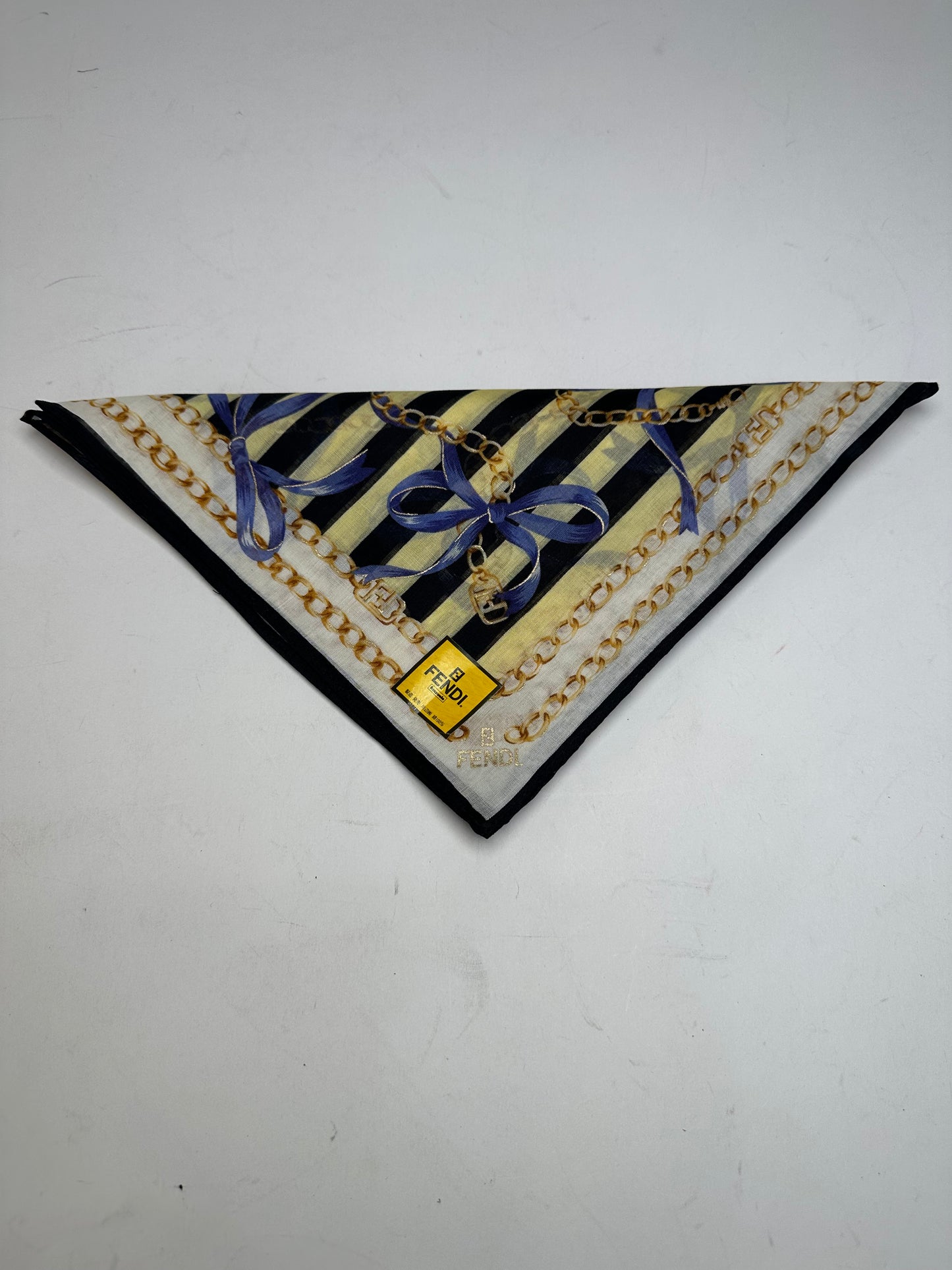 Vintage Fendi Scarf Striped Yellow Black
