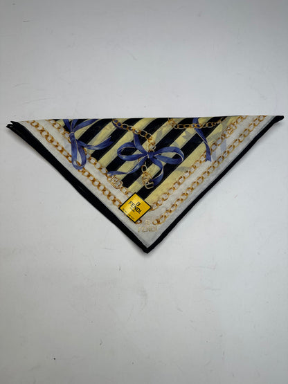 Vintage Fendi Scarf Striped Yellow Black