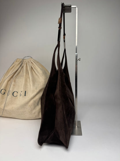 Vintage Gucci Suede Leather Handbag Brown