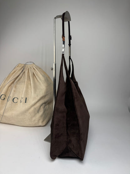 Vintage Gucci Suede Leather Handbag Brown