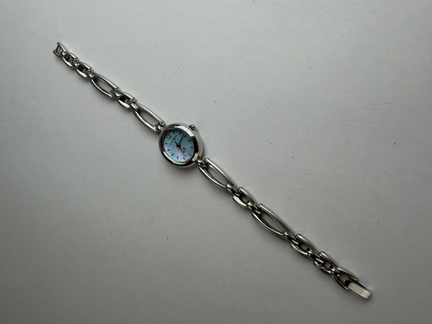 Vintage Courreges Stainless Steel Bracelet Watch Light Blue Silver