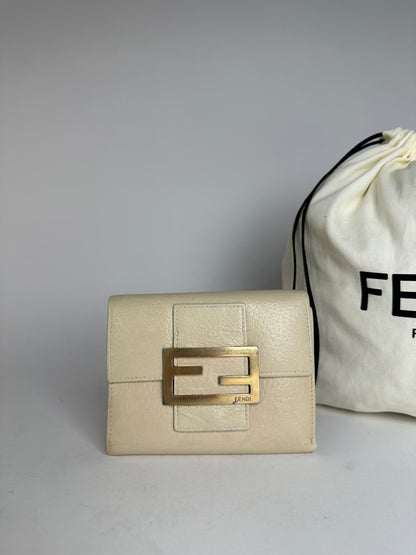 Vintage Fendi Baguette Leather Wallet White