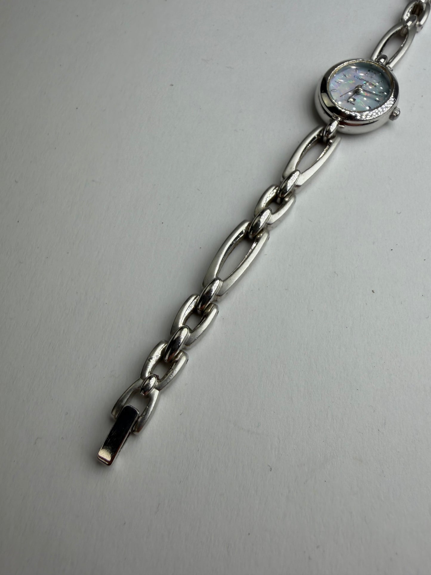 Vintage Courreges Stainless Steel Bracelet Watch Light Blue Silver