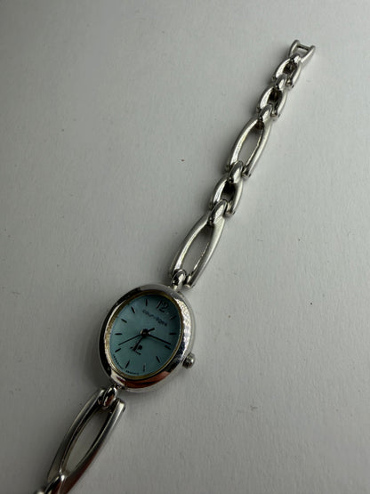 Vintage Courreges Stainless Steel Bracelet Watch Light Blue Silver