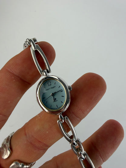 Vintage Courreges Stainless Steel Bracelet Watch Light Blue Silver