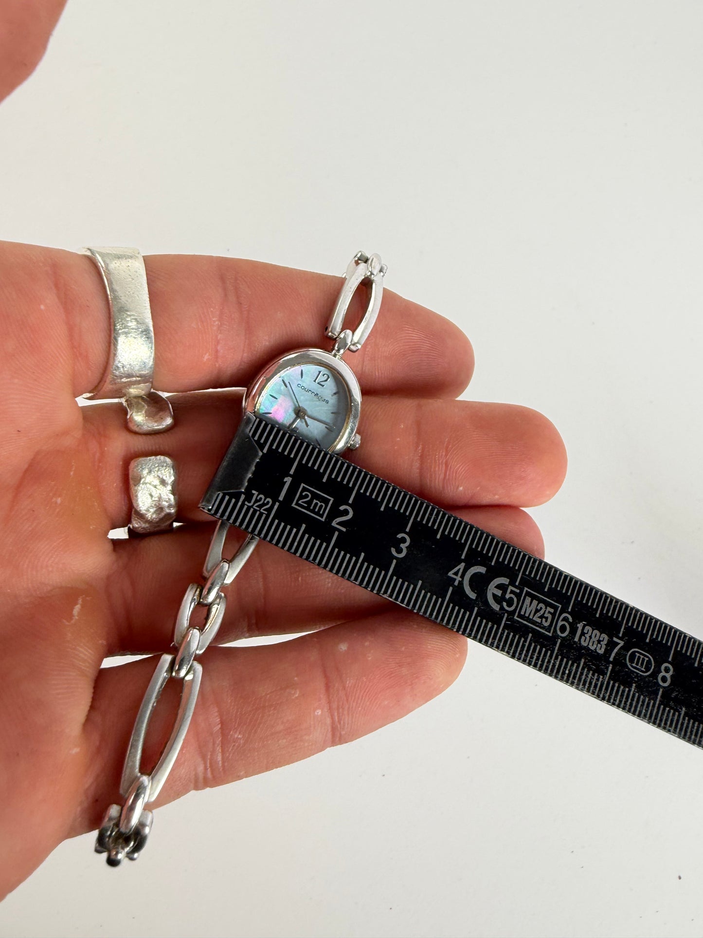 Vintage Courreges Stainless Steel Bracelet Watch Light Blue Silver