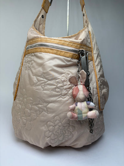 Vintage Stella McCartney Quilted Nylon Hobo Bag Light Beige